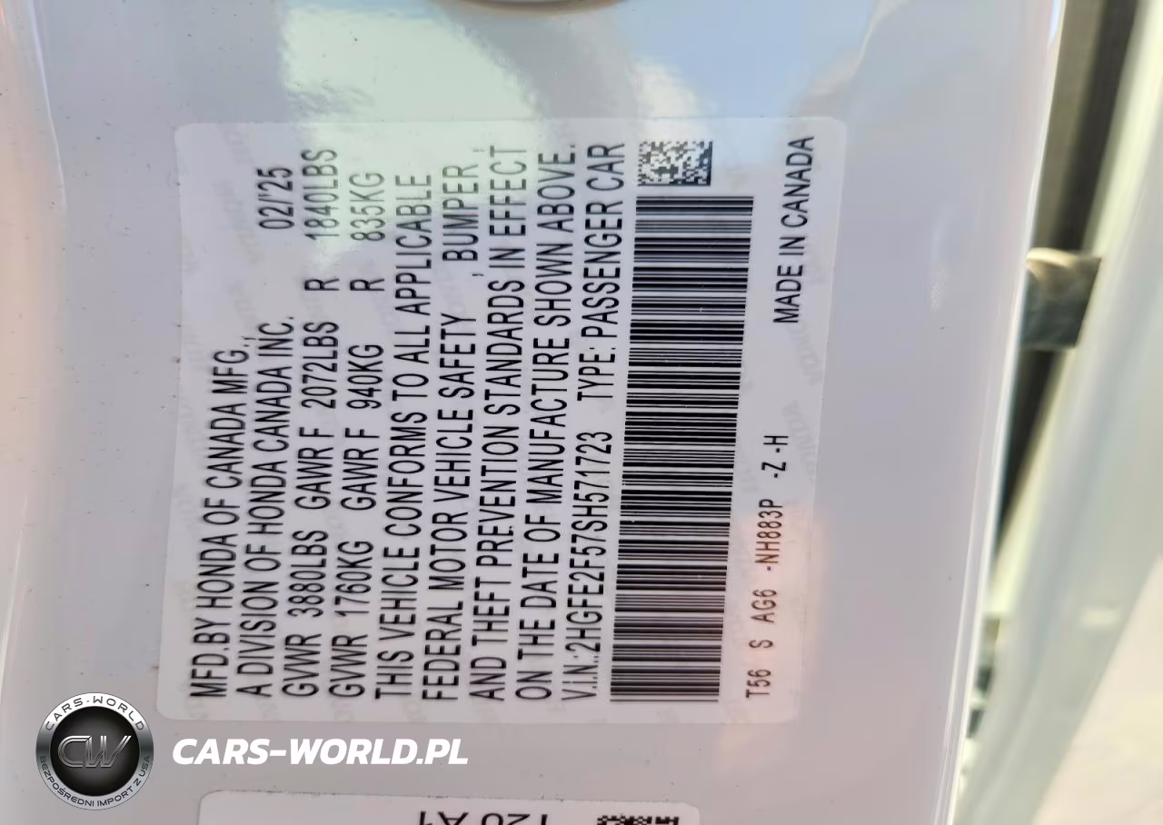 2025 Honda Civic Sport VIN:2HGFE2F57SH571723 - 13