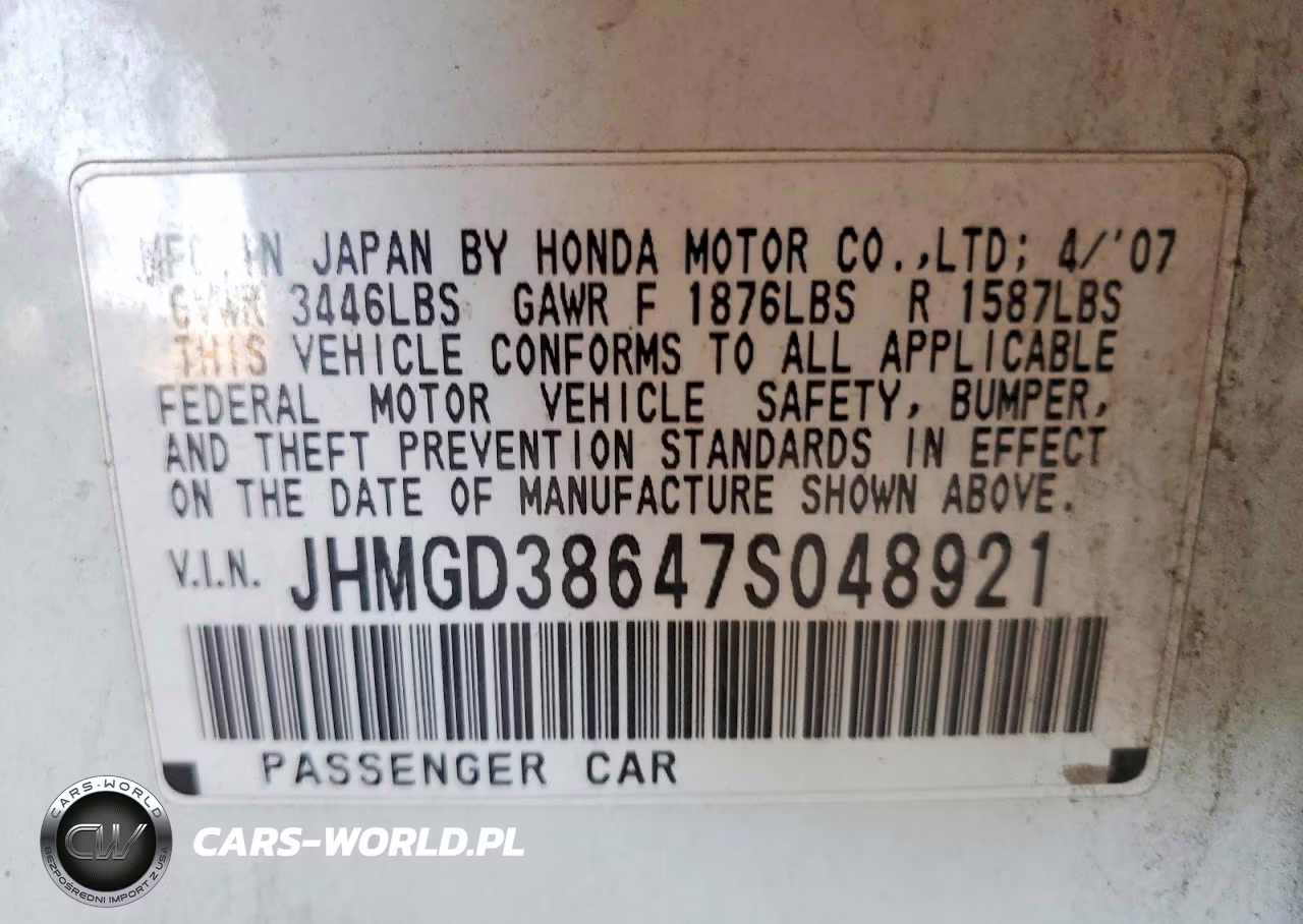 2007 Honda Fit S VIN:JHMGD38647S048921 - 12