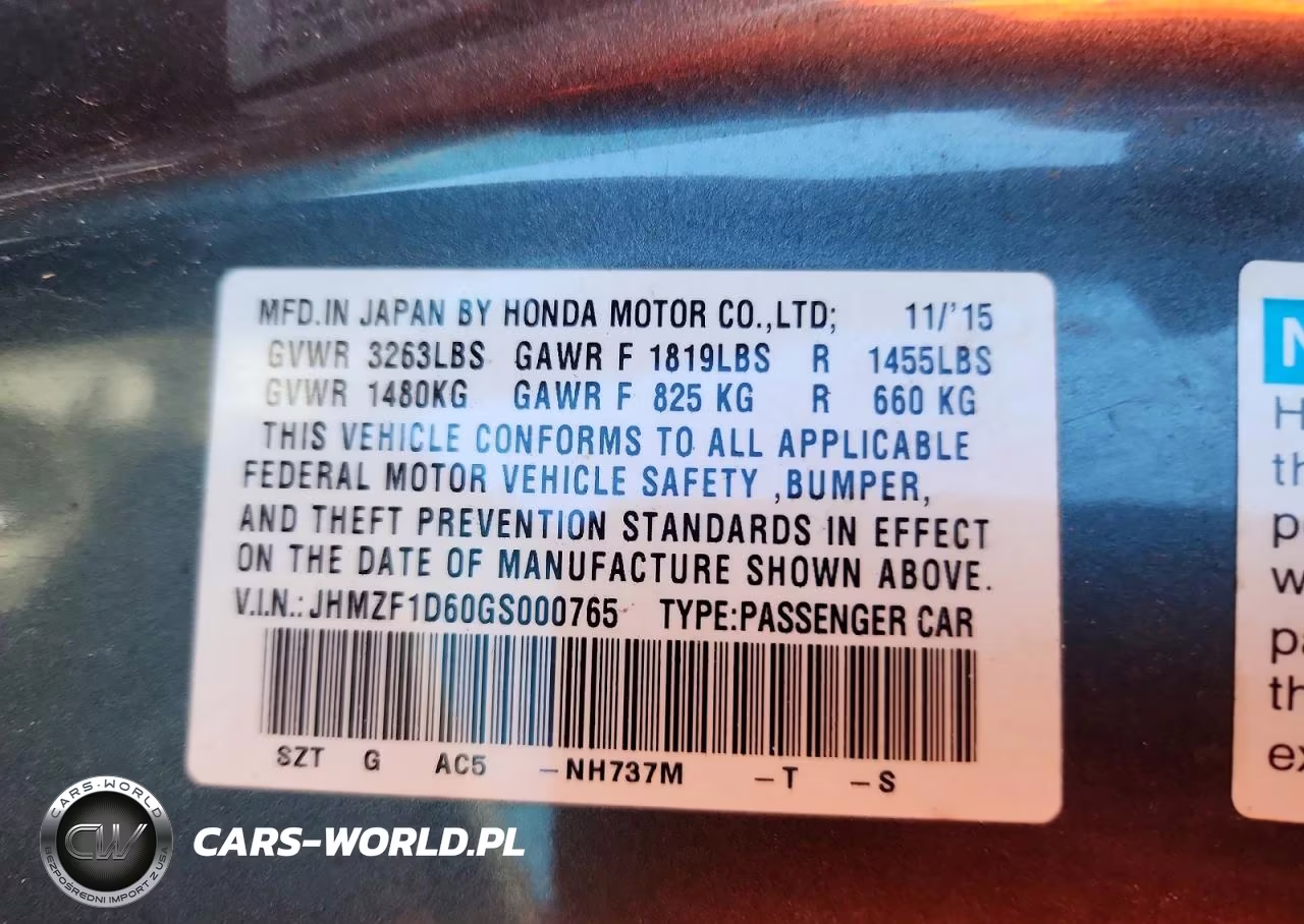 2016 Honda Cr-Z Ex VIN:JHMZF1D60GS000765 - 12