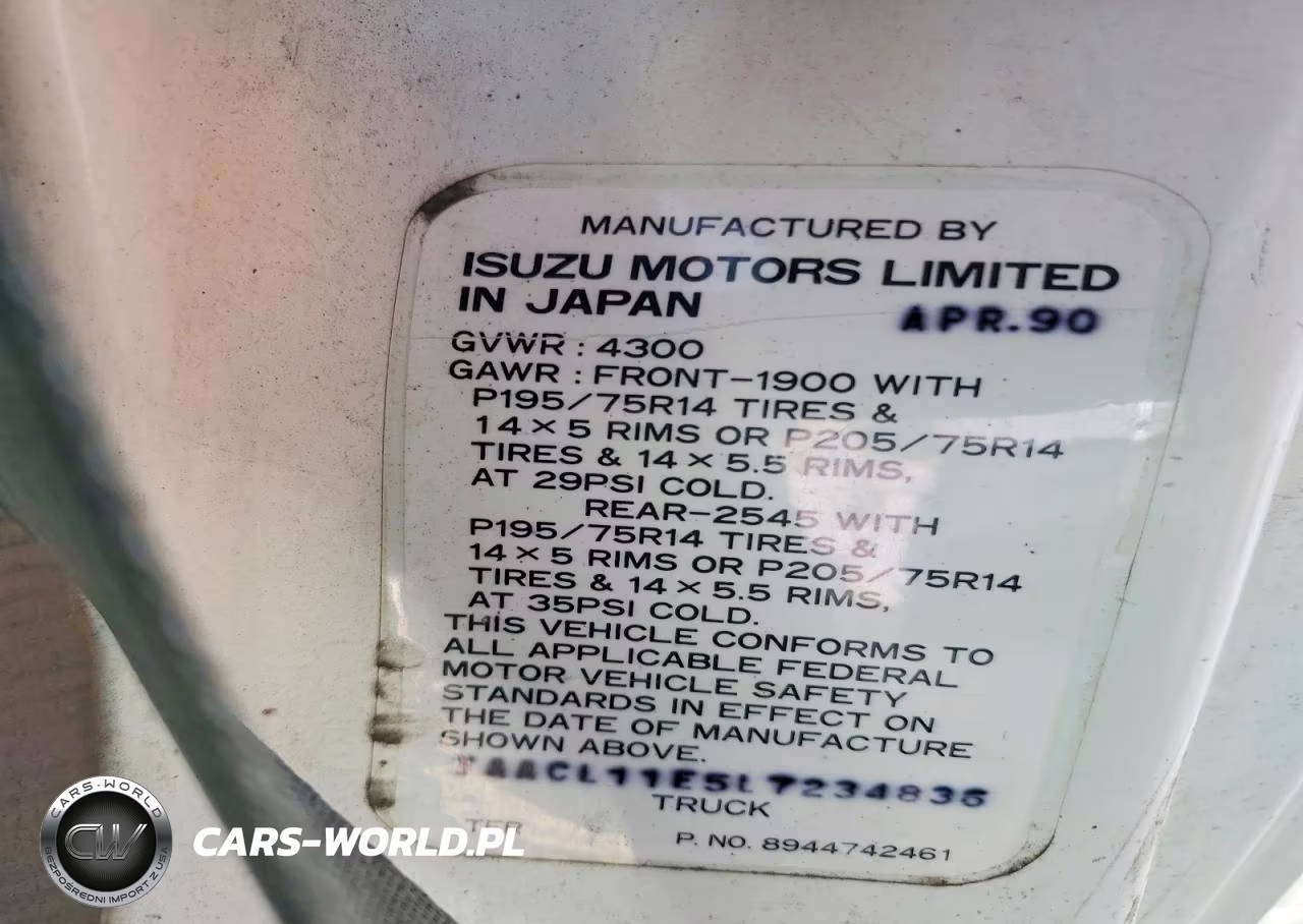 1990 Isuzu Conventional Short Bed VIN:JAACL11E5L7234836 - 12
