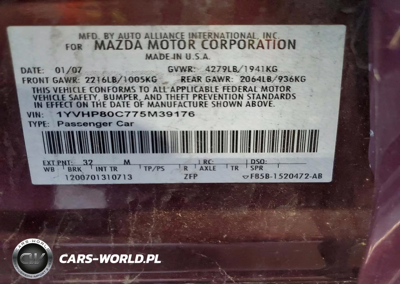 2007 Mazda 6 I VIN:1YVHP80C775M39176 - 12