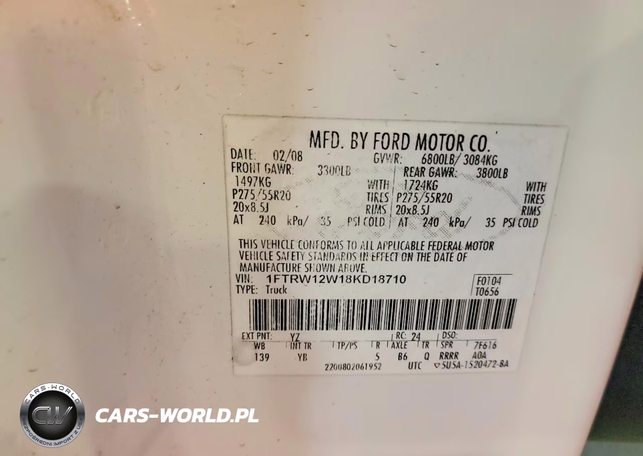 2008 Ford F150 Supercrew VIN:1FTRW12W18KD18710 - 13