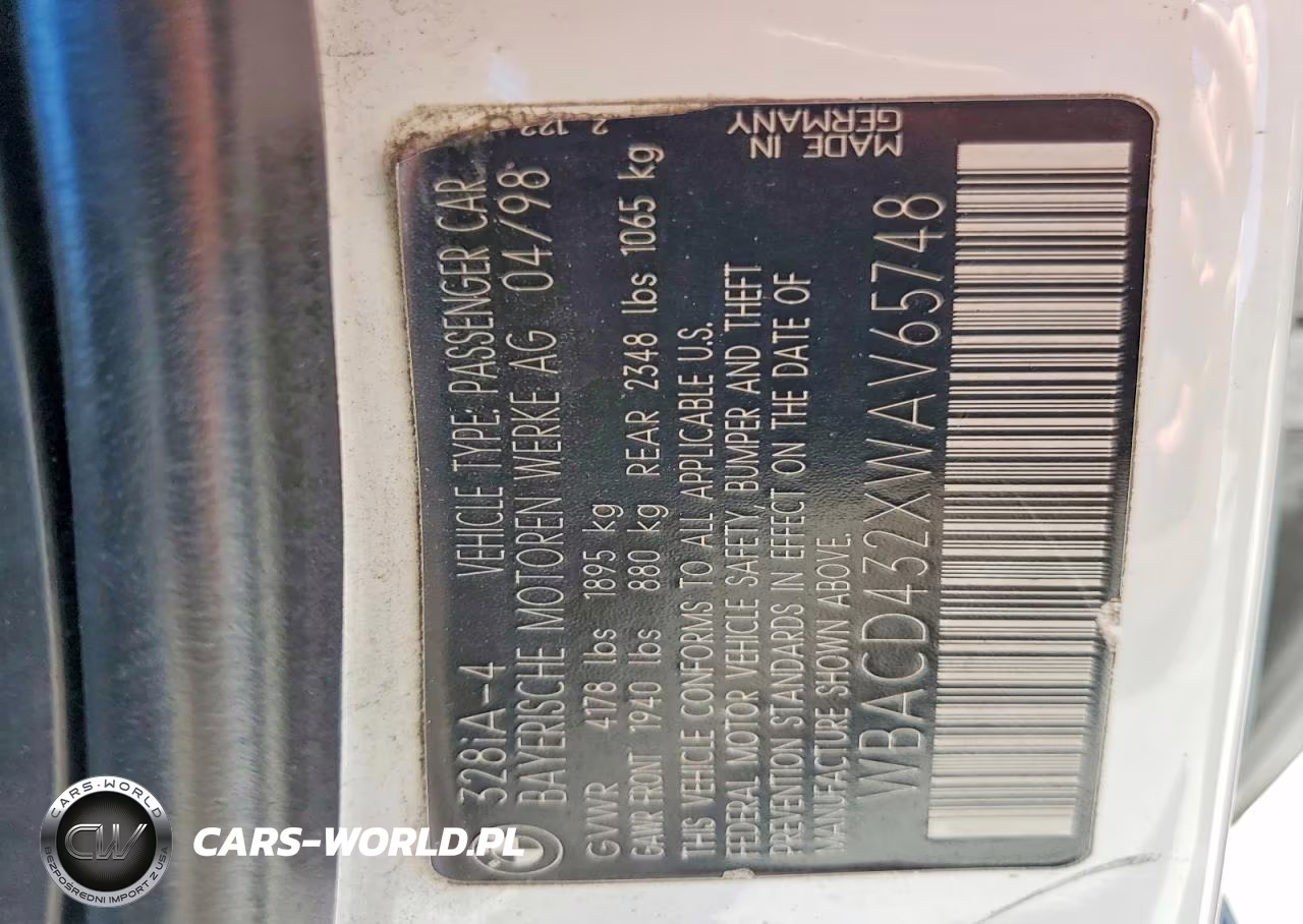 1998 BMW 328 I Automatic VIN:WBACD432XWAV65748 - 12
