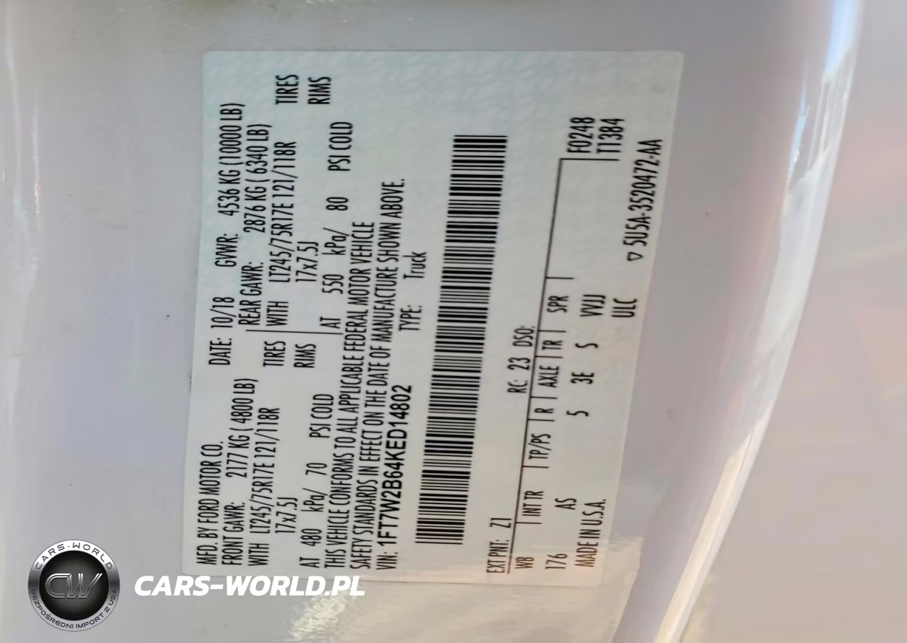 2019 Ford F250 Super Duty VIN:1FT7W2B64KED14802 - 12