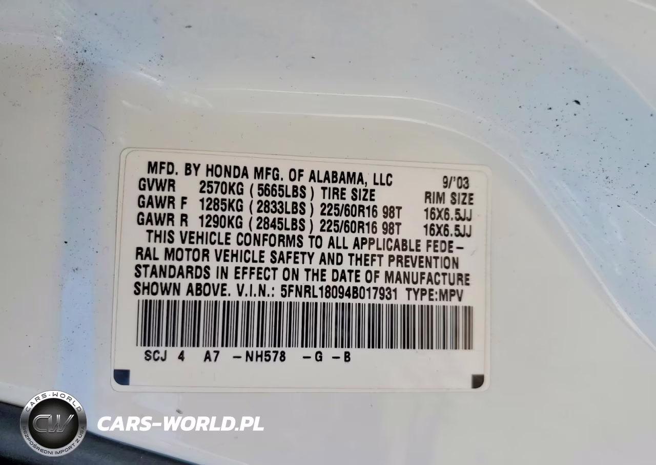 2004 Honda Odyssey Exl VIN:5FNRL18094B017931 - 13
