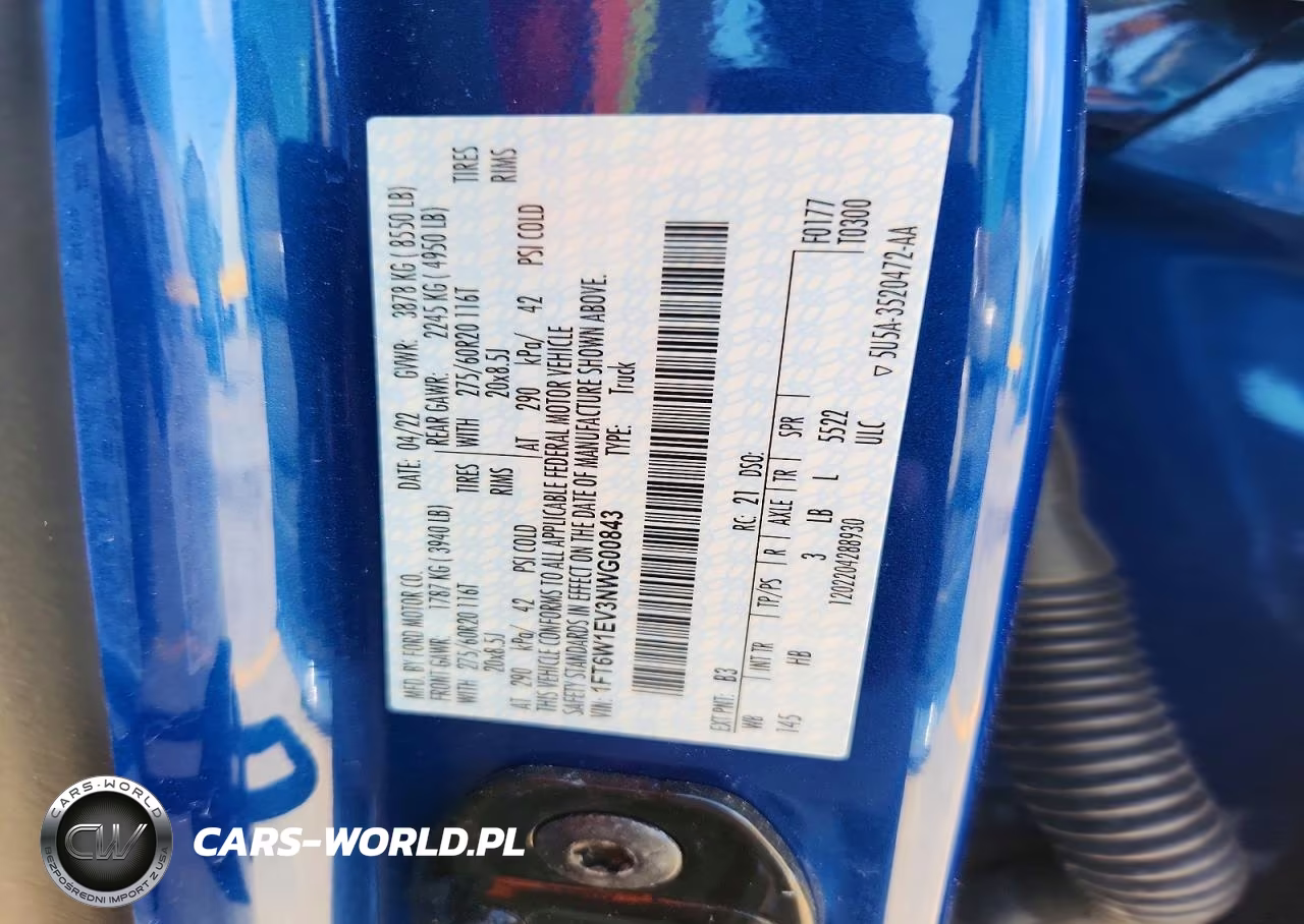 2022 Ford F150 Lightning Pro VIN:1FT6W1EV3NWG00843 - 12