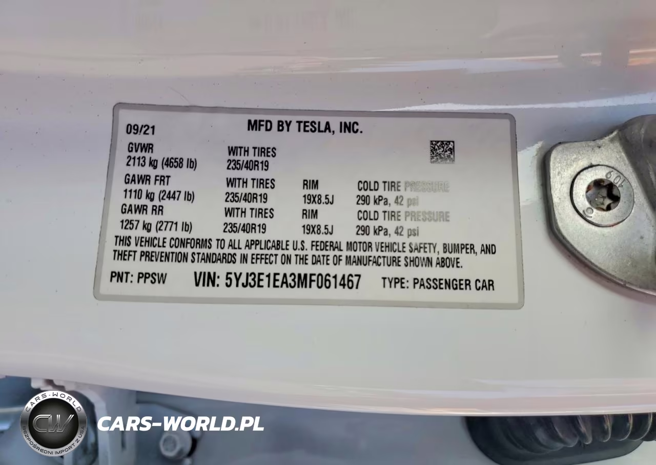2021 Tesla Model 3 VIN:5YJ3E1EA3MF061467 - 12