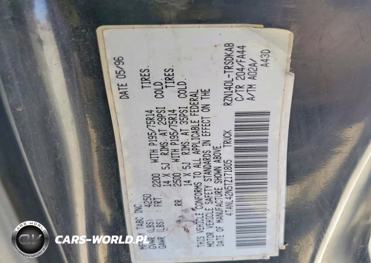 1996 Toyota Tacoma Base VIN:4TANL42N5TZ171805 - 12