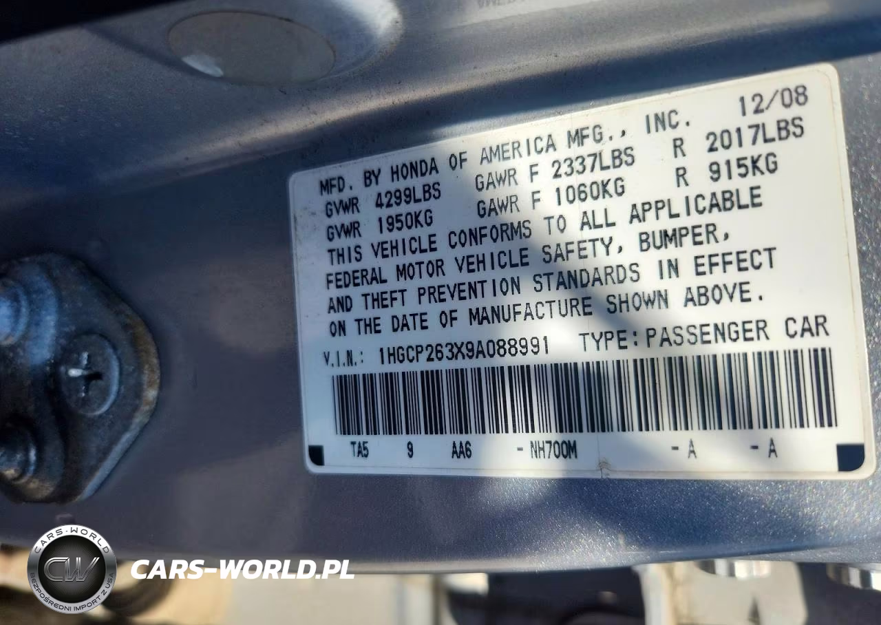 2009 Honda Accord Lx VIN:1HGCP263X9A088991 - 13