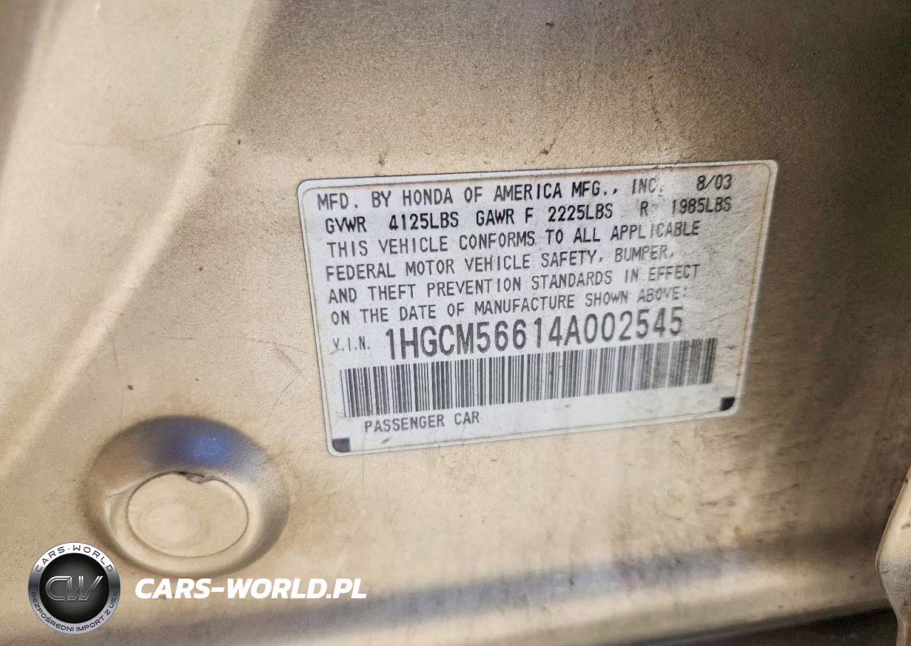 2004 Honda Accord Ex VIN:1HGCM56614A002545 - 12
