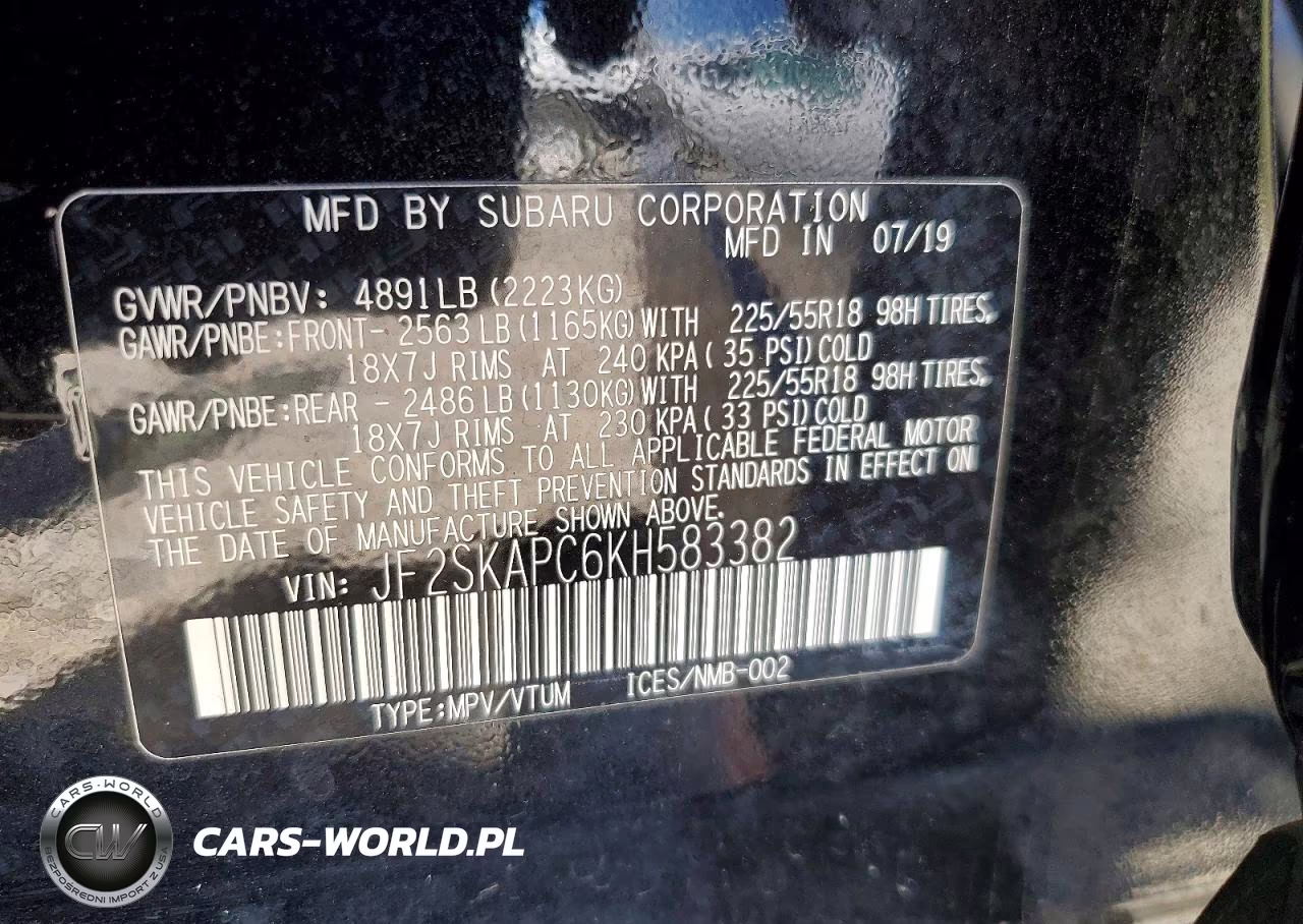 2019 Subaru Forester Sport VIN:JF2SKAPC6KH583382 - 14