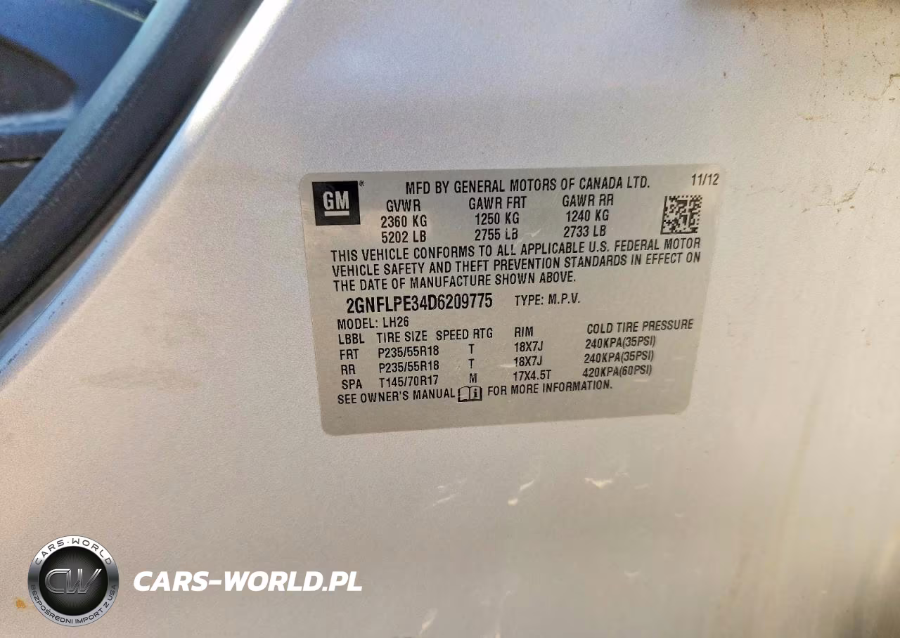 2013 Chevrolet Equinox Lt VIN:2GNFLPE34D6209775 - 12