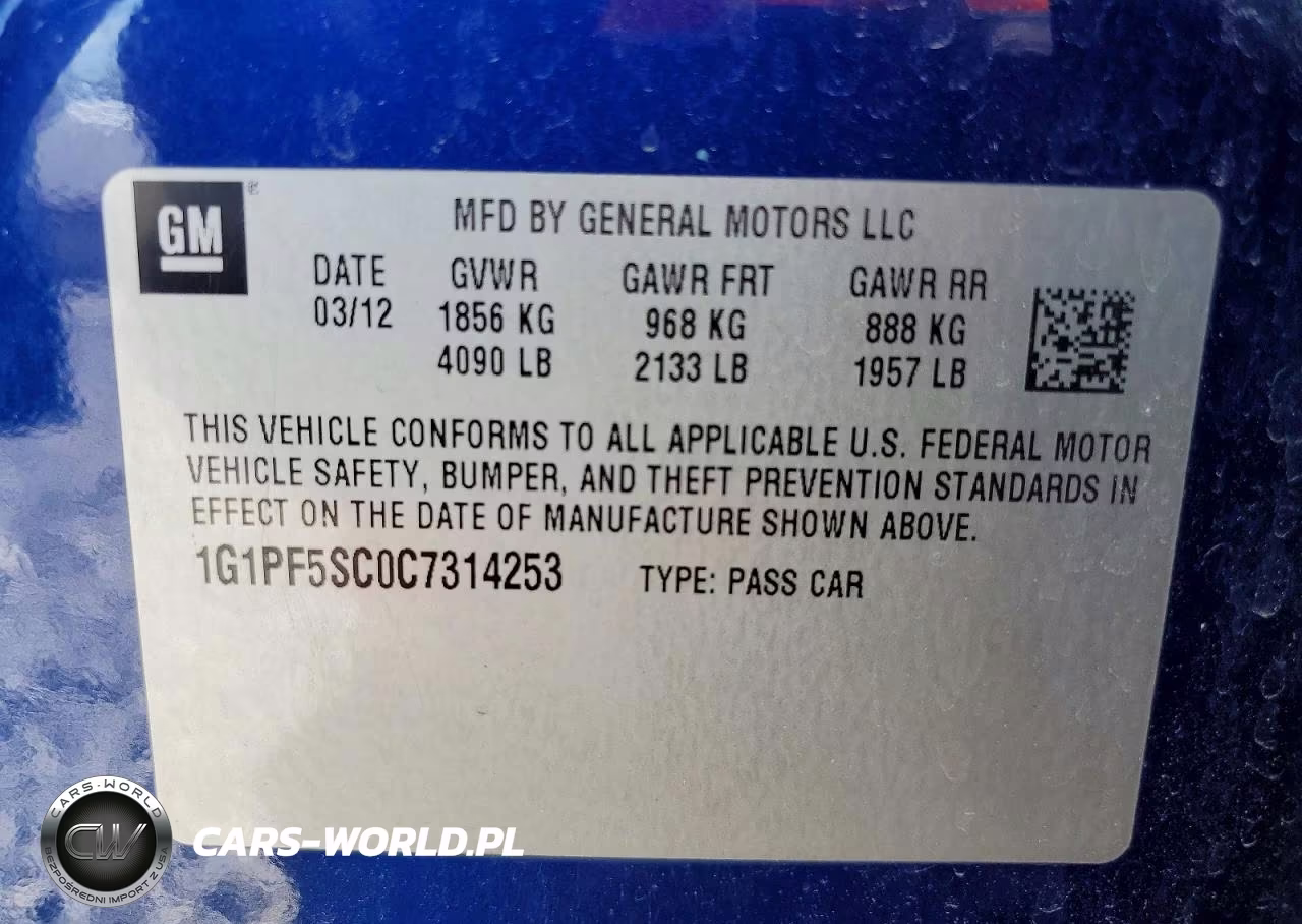 2012 Chevrolet Cruze Lt VIN:1G1PF5SC0C7314253 - 12