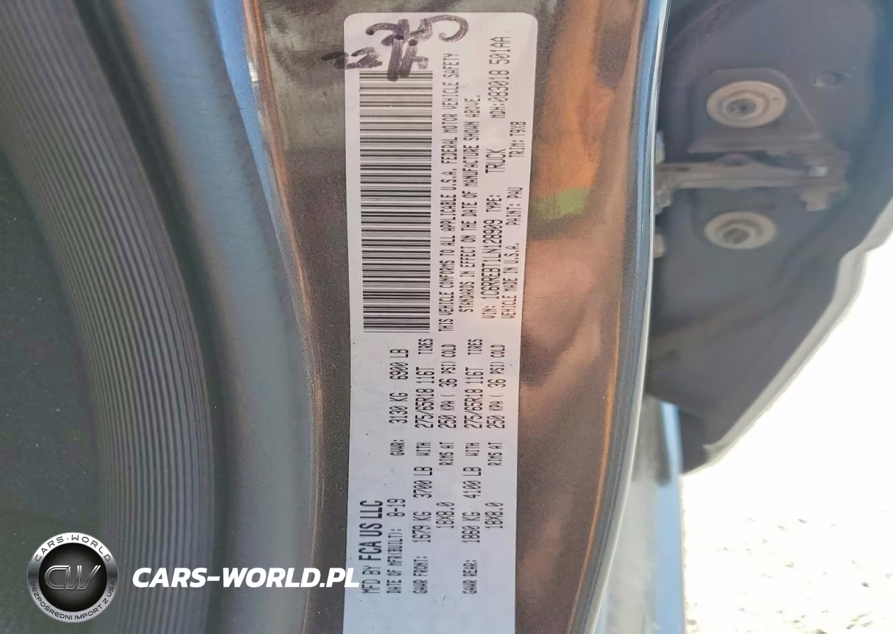 2020 Ram 1500 Big Horn VIN:1C6RREBT1LN128909 - 12