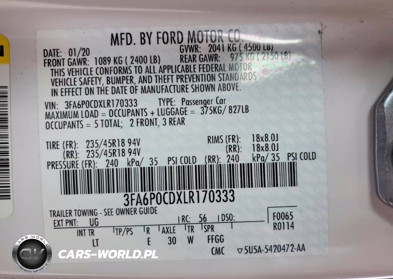 2020 Ford Fusion Sel VIN:3FA6P0CDXLR170333 - 13