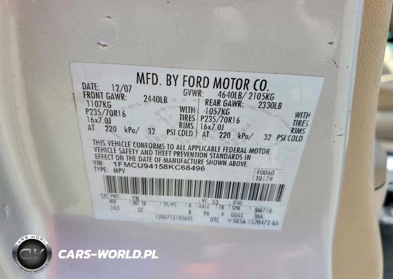 2008 Ford Escape Limited VIN:1FMCU94158KC68496 - 13