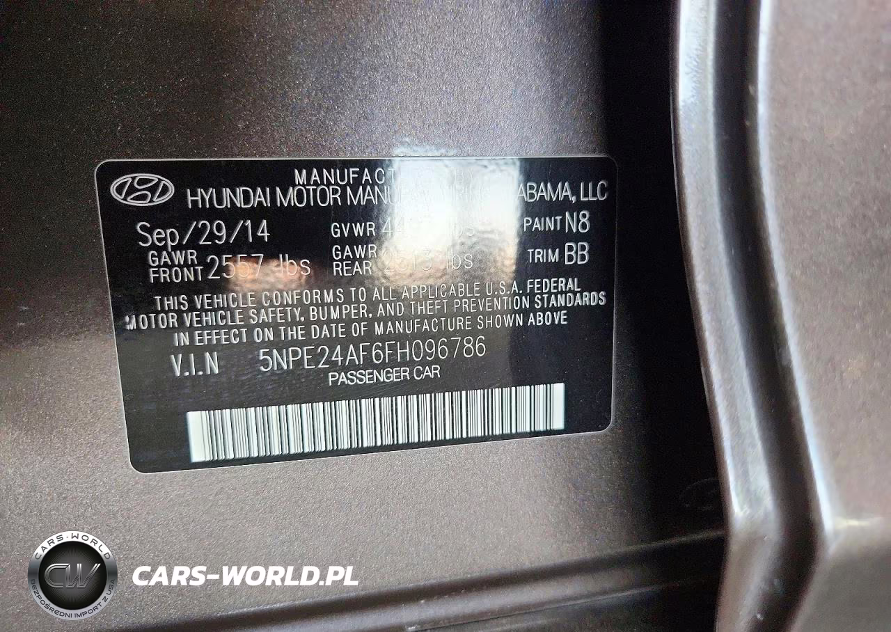 HYUNDAI SONATA VIN:5NPE24AF6FH096786 - 12