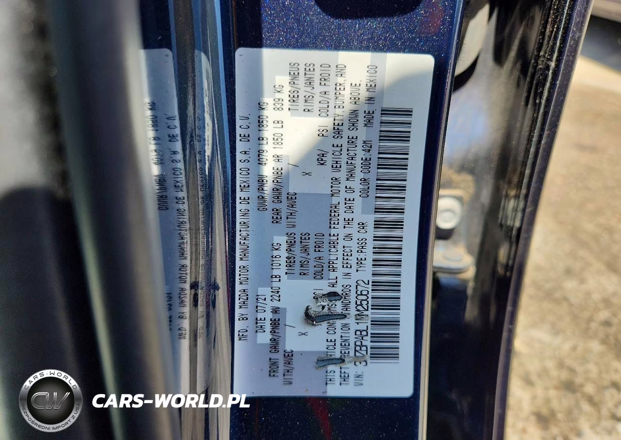 2021 Mazda 3 Select VIN:3MZBPABL1MM250672 - 13