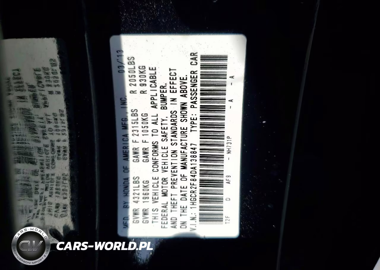 2013 Honda Accord Exl VIN:1HGCR2F84DA138847 - 12