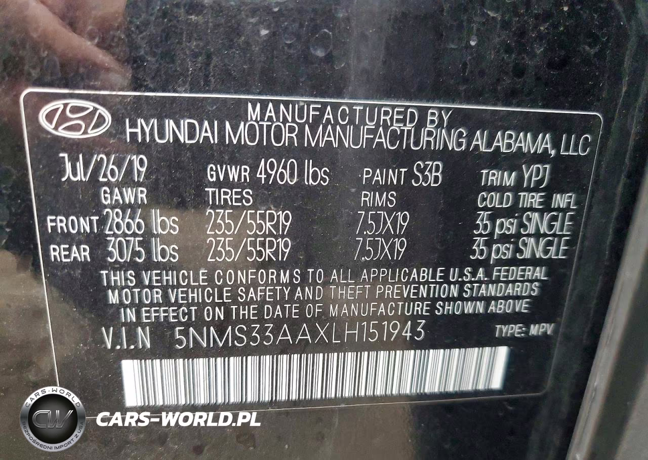 2020 Hyundai Santa Fe Sel 2.0T VIN:5NMS33AAXLH151943 - 13