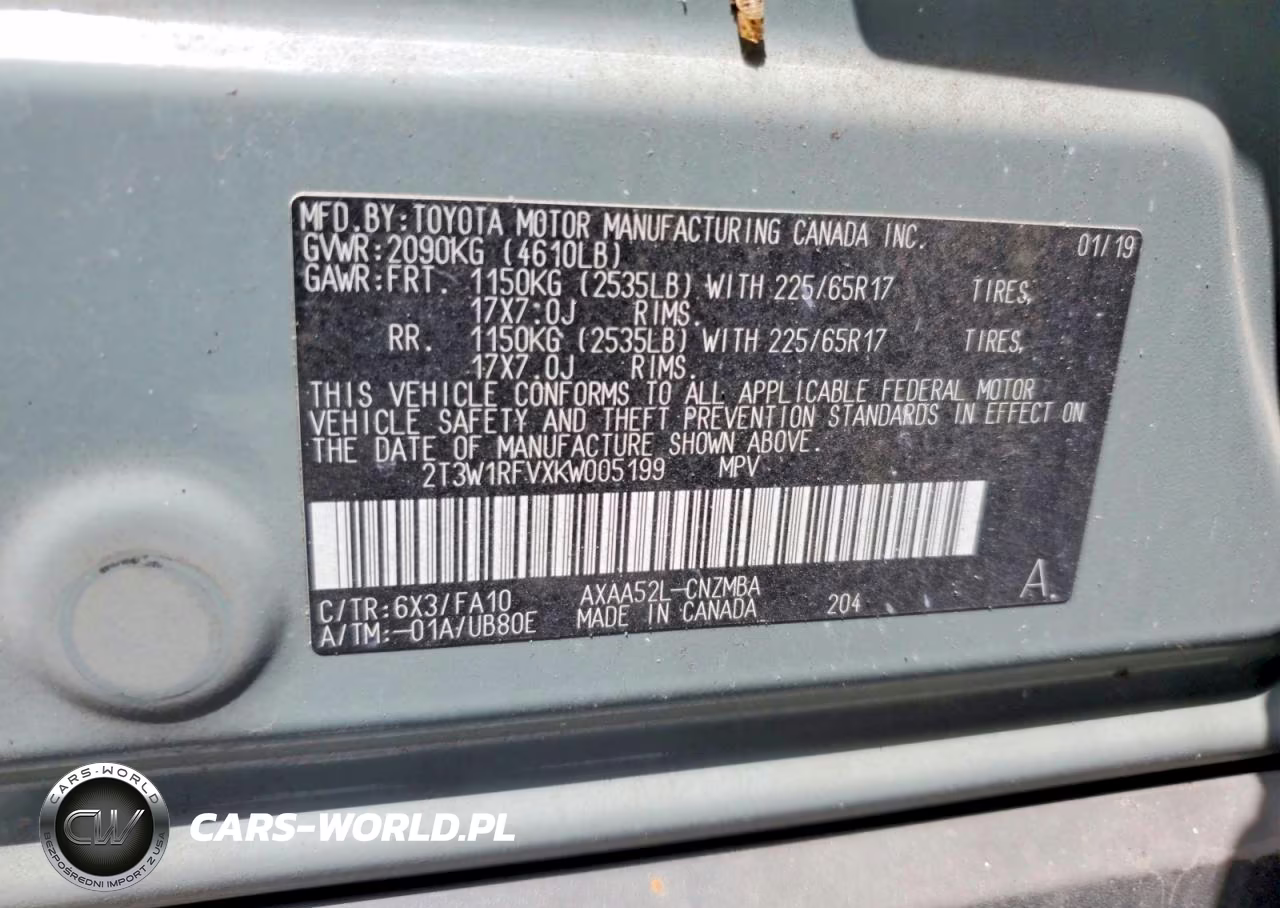 2019 Toyota Rav4 Xle VIN:2T3W1RFVXKW005199 - 13
