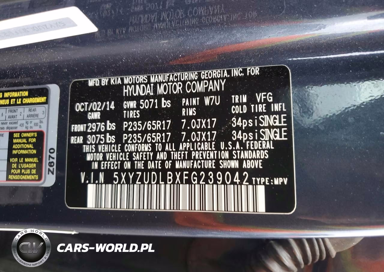 2015 Hyundai Santa Fe Sport 2.4L VIN:5XYZUDLBXFG239042 - 13