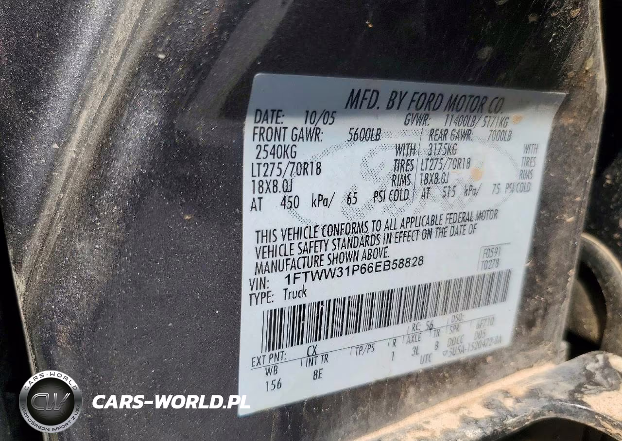 2006 Ford F350 Srw Super Duty VIN:1FTWW31P66EB58828 - 13