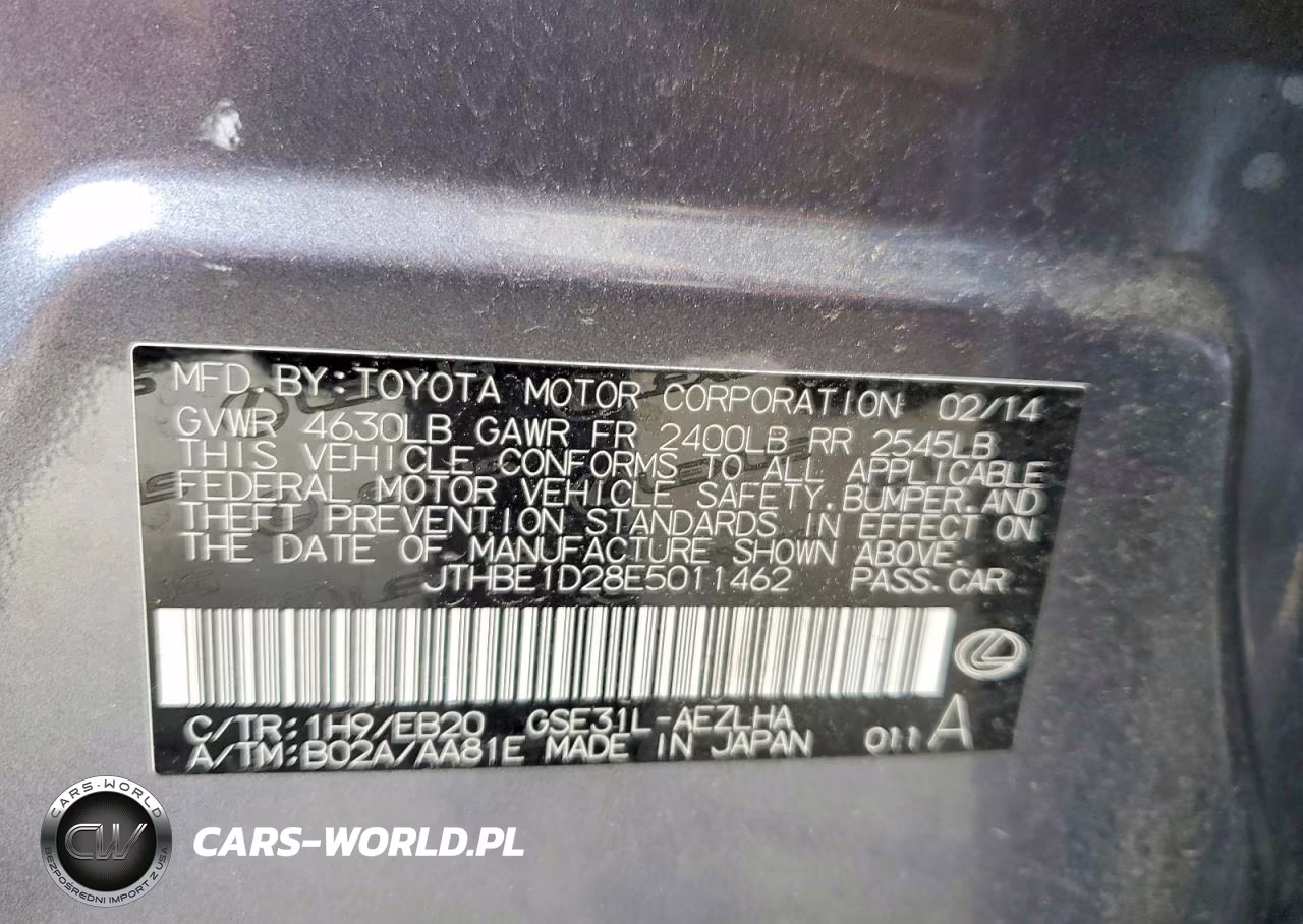 2014 Lexus Is 350 VIN:JTHBE1D28E5011462 - 13