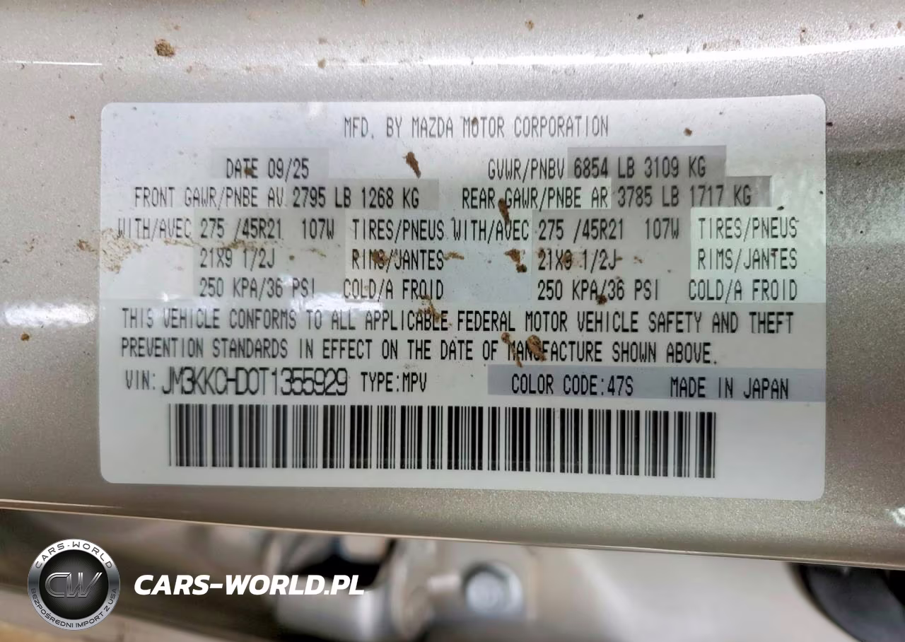 2026 Mazda Cx-90 Premium Sport VIN:JM3KKCHD0T1355929 - 13