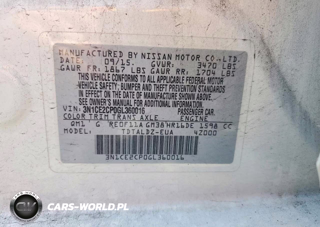 2016 Nissan Versa Note Sv VIN:3N1CE2CP0GL360016 - 12