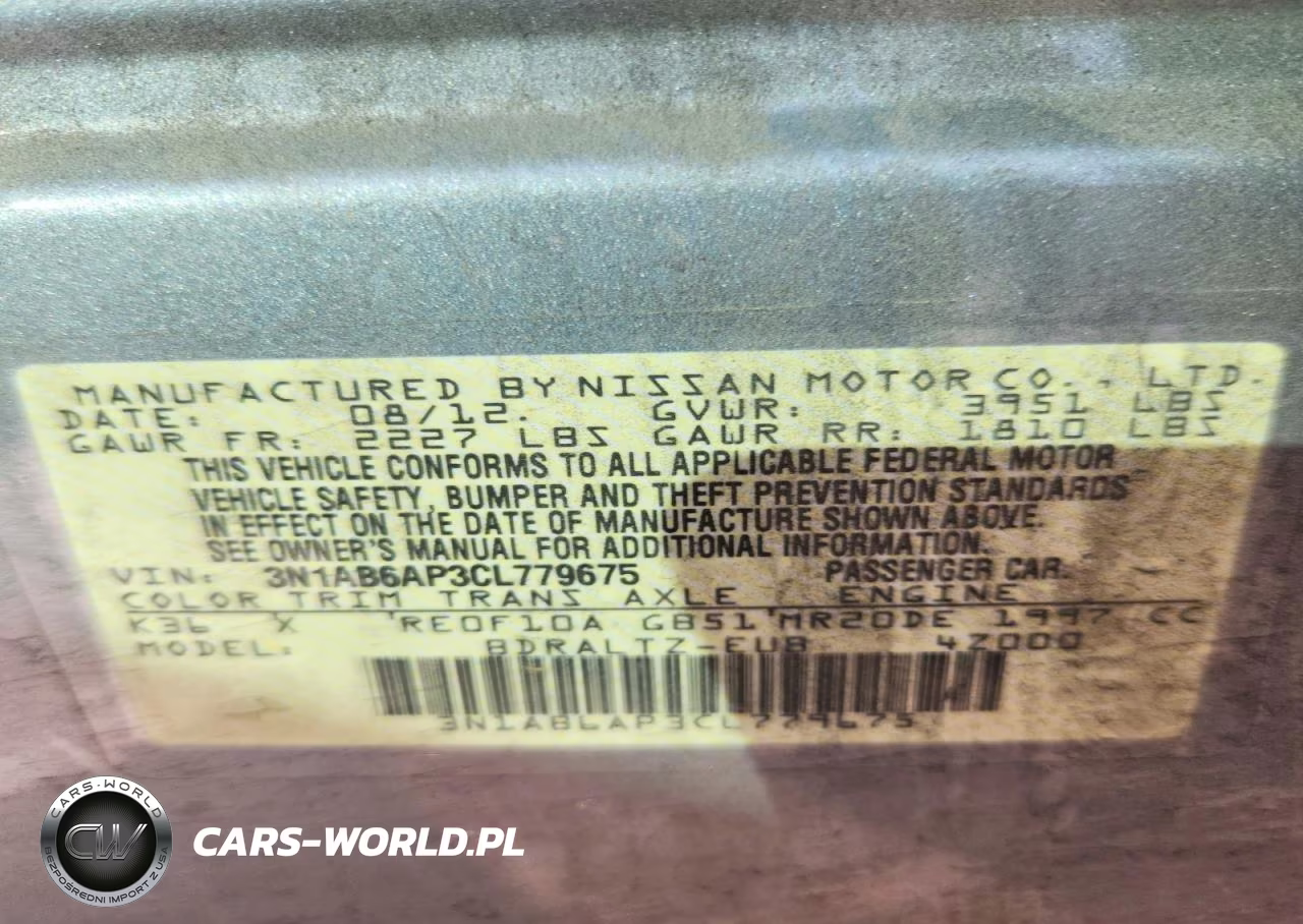 2012 Nissan Sentra 2.0 VIN:3N1AB6AP3CL779675 - 12
