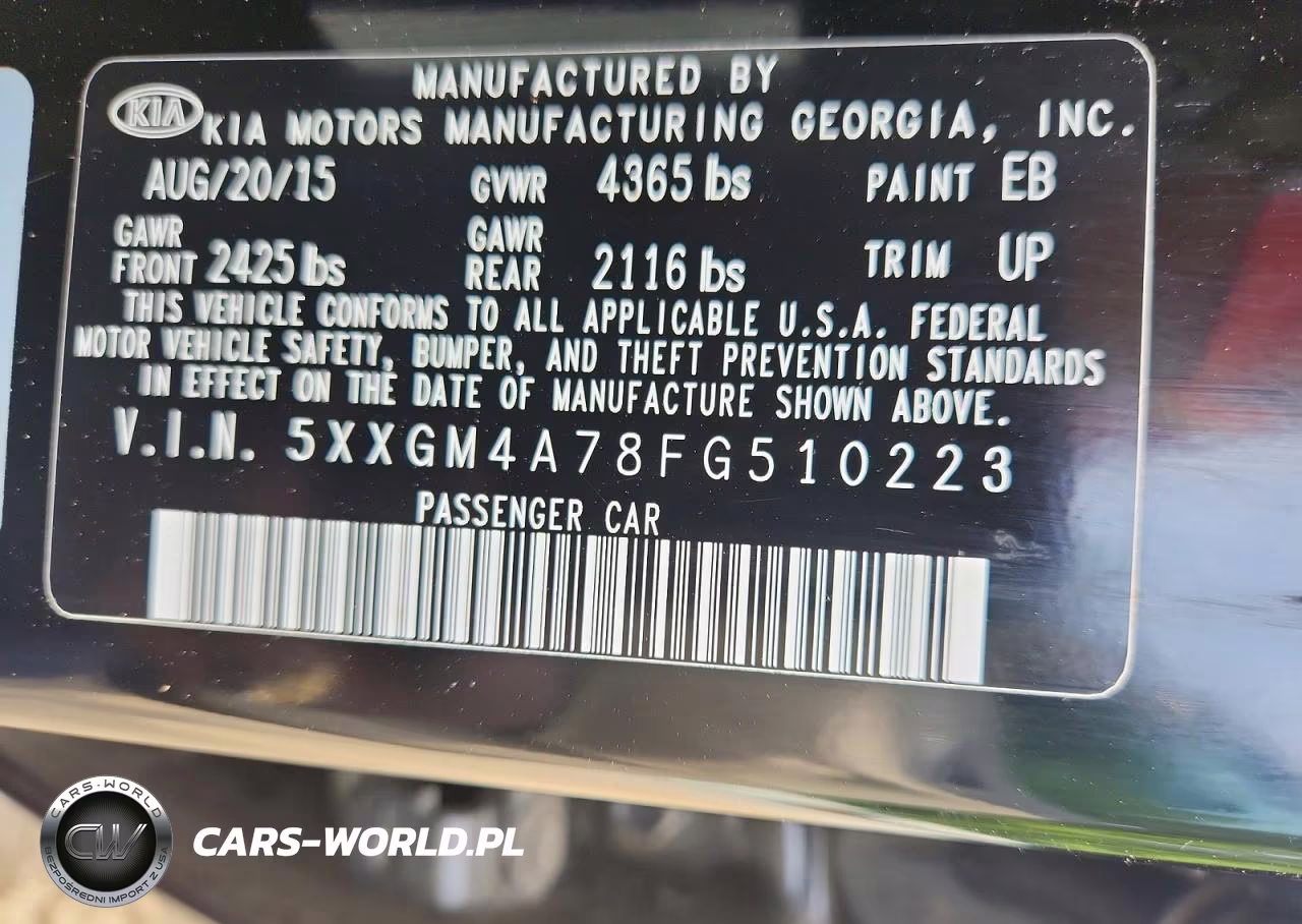 2015 Kia Optima Lx VIN:5XXGM4A78FG510223 - 12