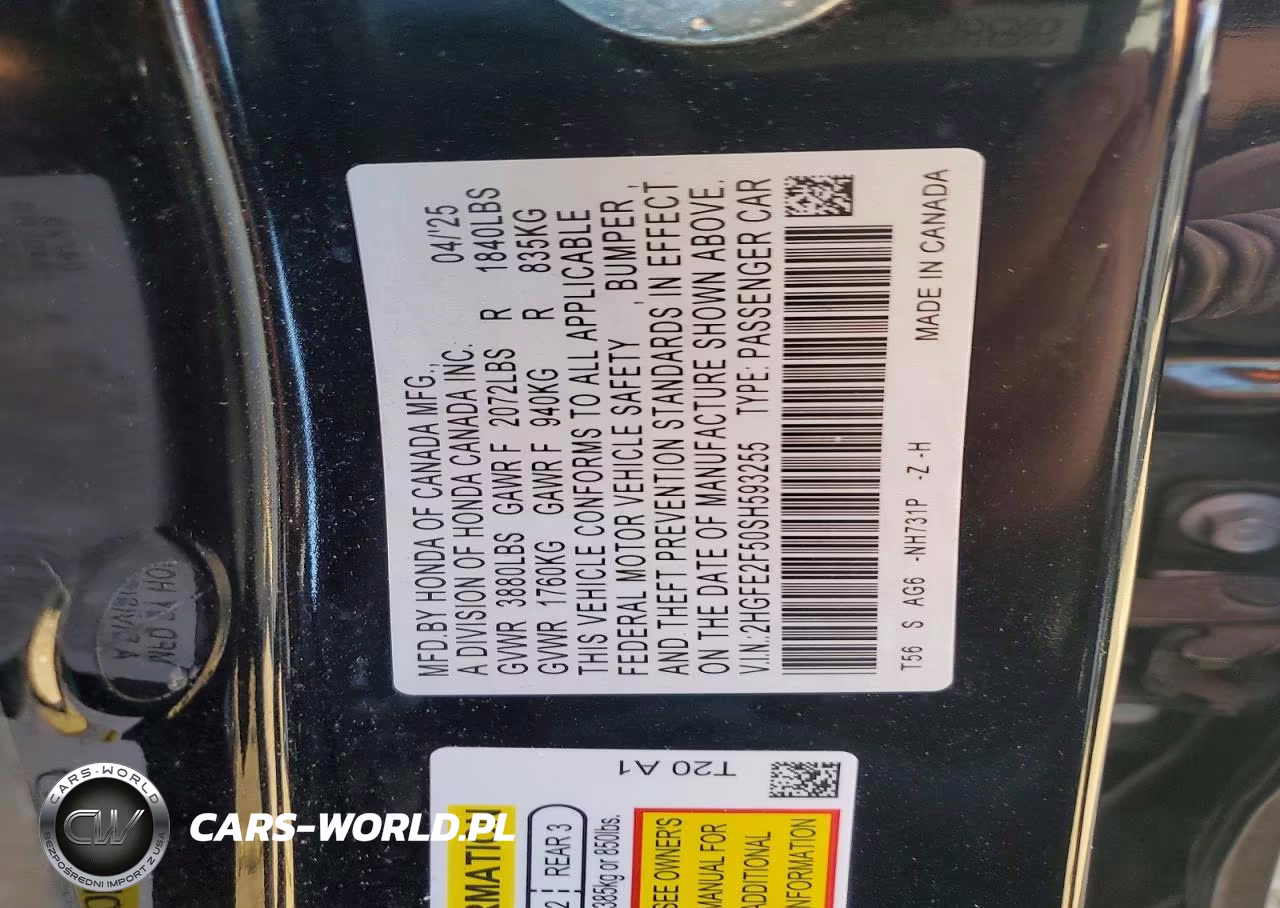 2025 Honda Civic Sport VIN:2HGFE2F50SH593255 - 12