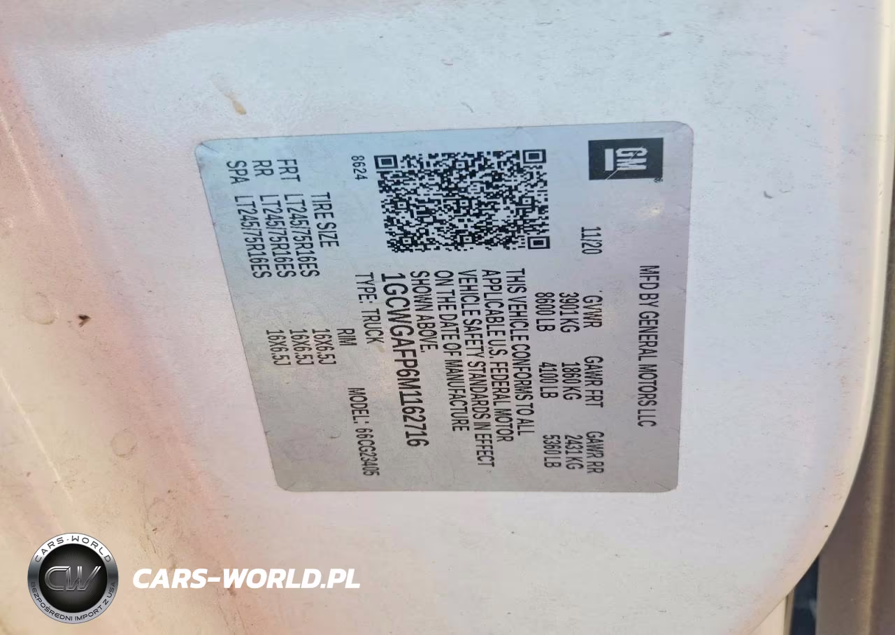 2021 Chevrolet Express 2500 Cargo Delivery Van VIN:1GCWGAFP6M1162716 - 13