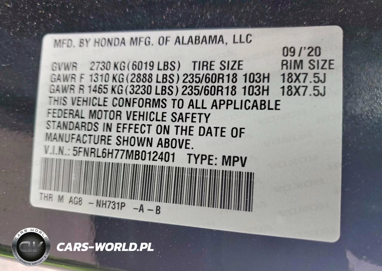 2021 Honda Odyssey Exl VIN:5FNRL6H77MB012401 - 14