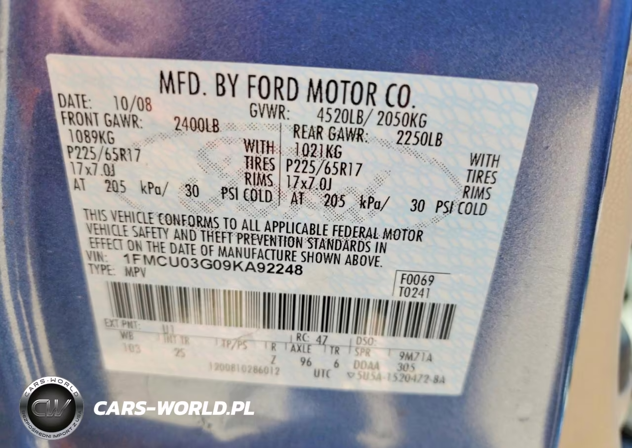 2009 Ford Escape Xlt VIN:1FMCU03G09KA92248 - 13
