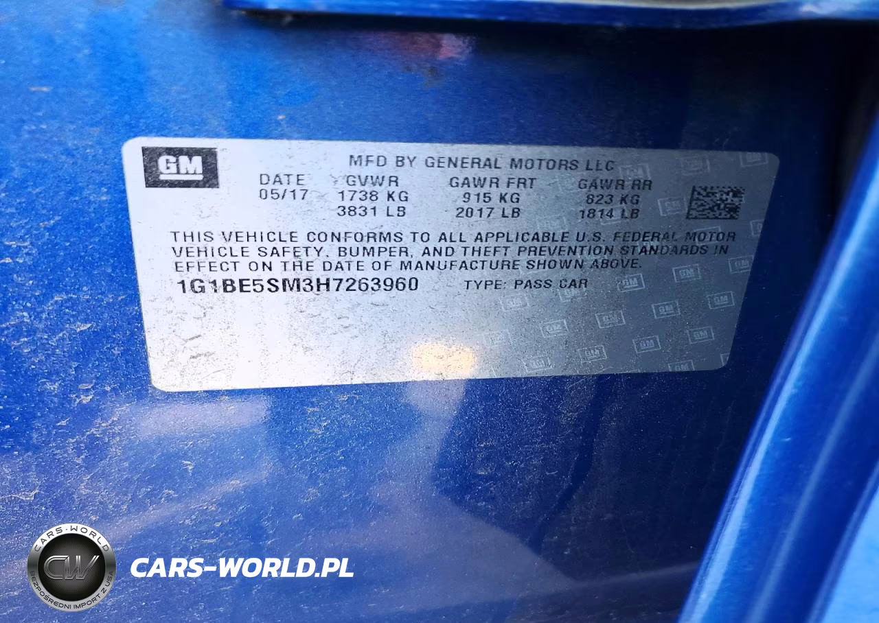 2017 Chevrolet Cruze Lt VIN:1G1BE5SM3H7263960 - 12
