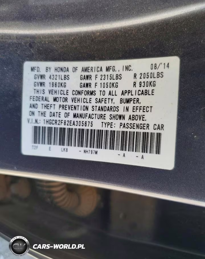 2014 Honda Accord Exl VIN:1HGCR2F82EA305675 - 12