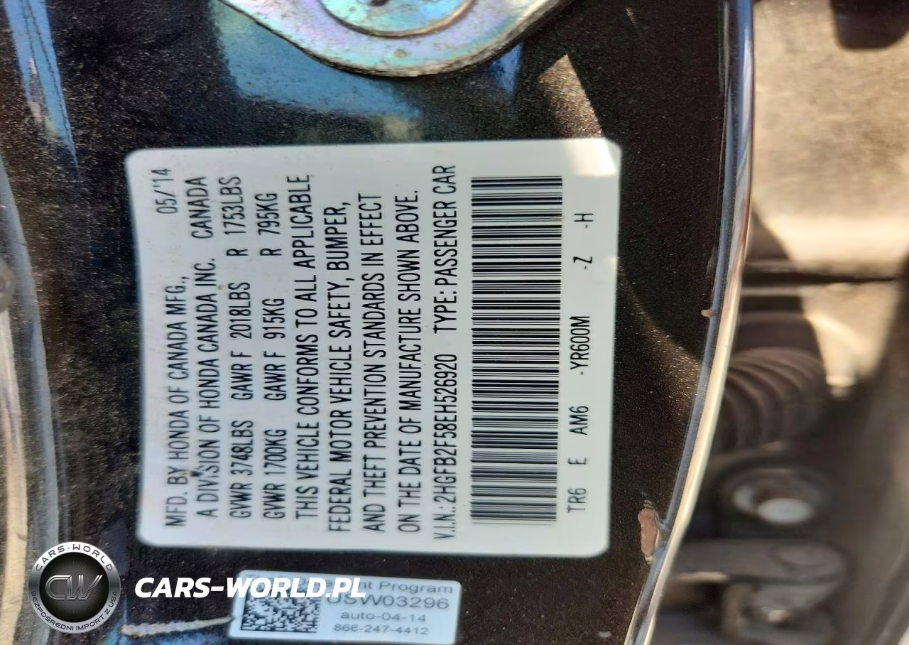 2014 Honda Civic Lx VIN:2HGFB2F58EH526920 - 12