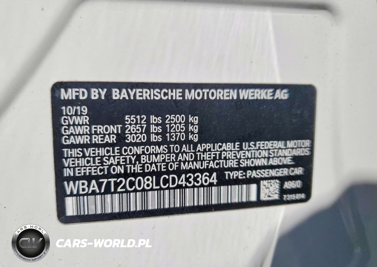 2020 BMW 740 I VIN:WBA7T2C08LCD43364 - 12
