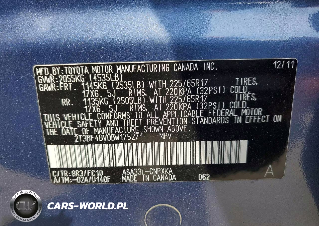2011 Toyota Rav4 Base VIN:2T3BF4DV0BW175271 - 13