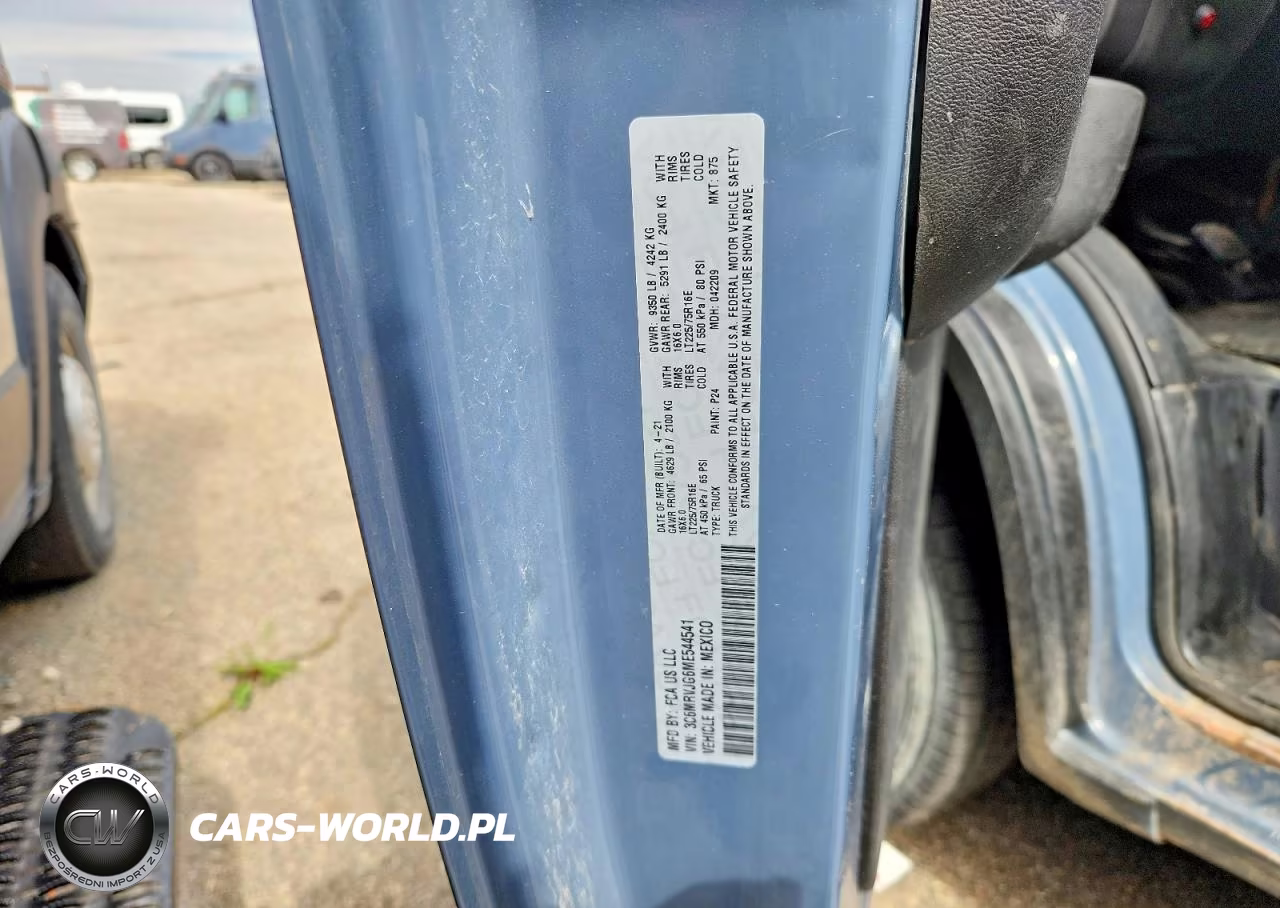 2021 Ram Promaster 3500 Delivery Van VIN:3C6MRVJG6ME544541 - 13