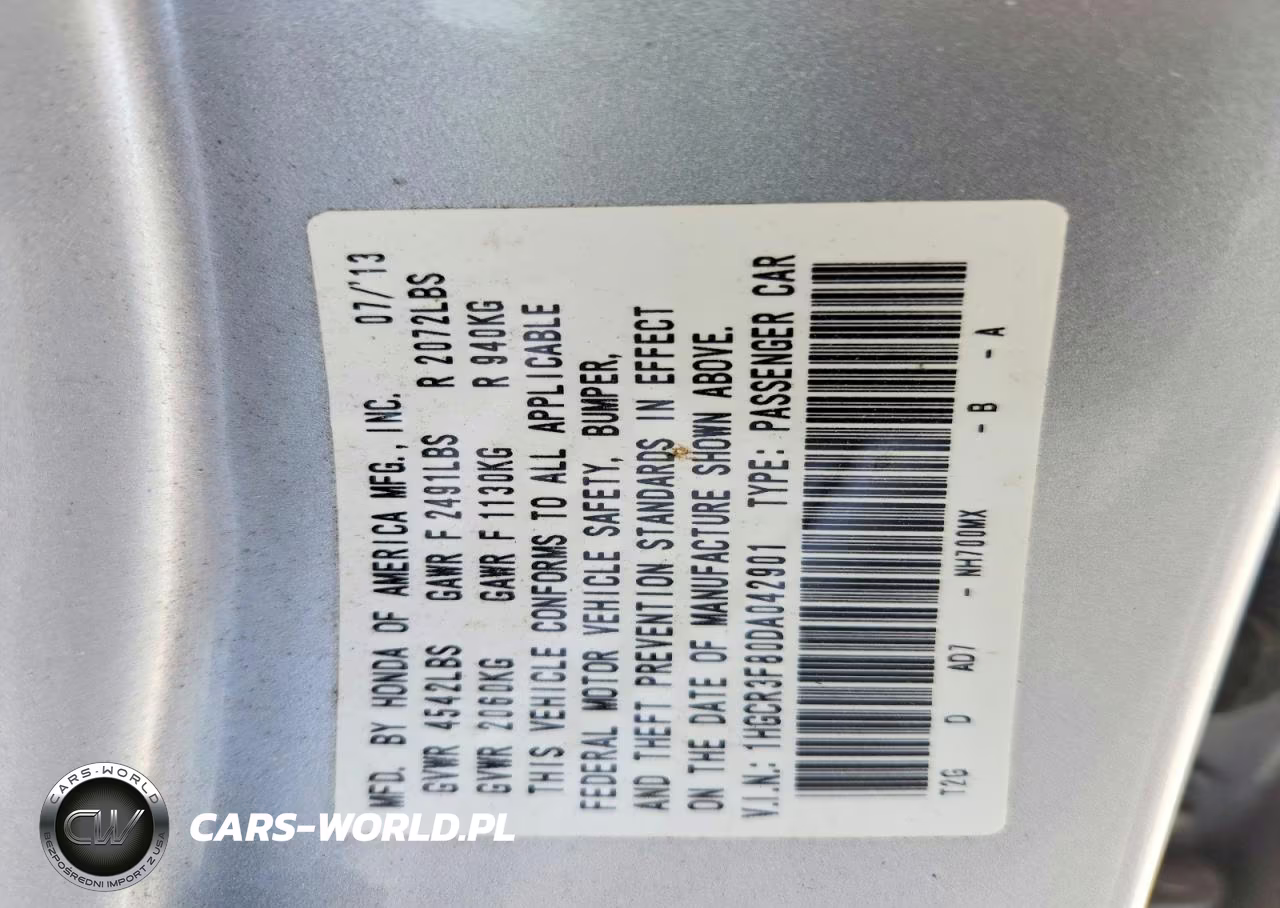 2013 Honda Accord Exl VIN:1HGCR3F80DA042901 - 12