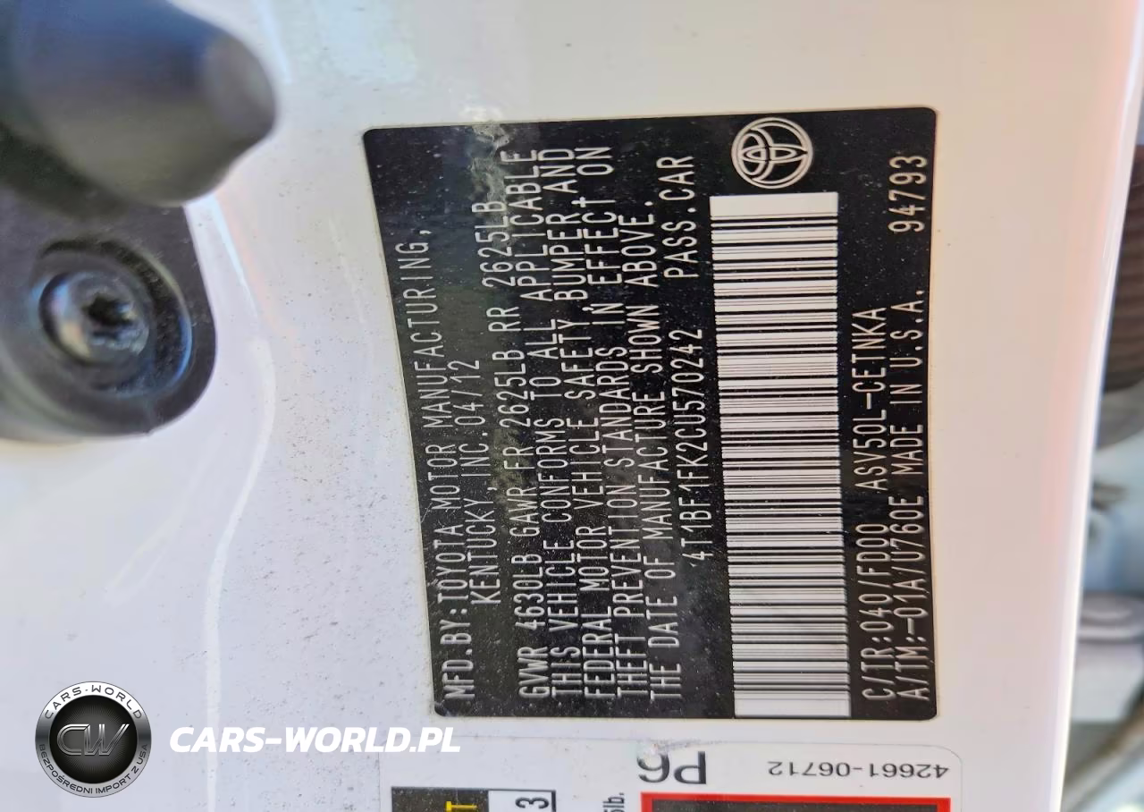 2012 Toyota Camry Le VIN:4T1BF1FK2CU570242 - 13