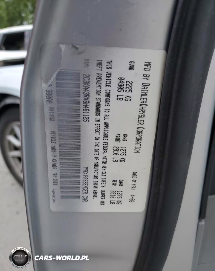 2006 Chrysler 300 VIN:2C3KA43RX6H461125 - 12