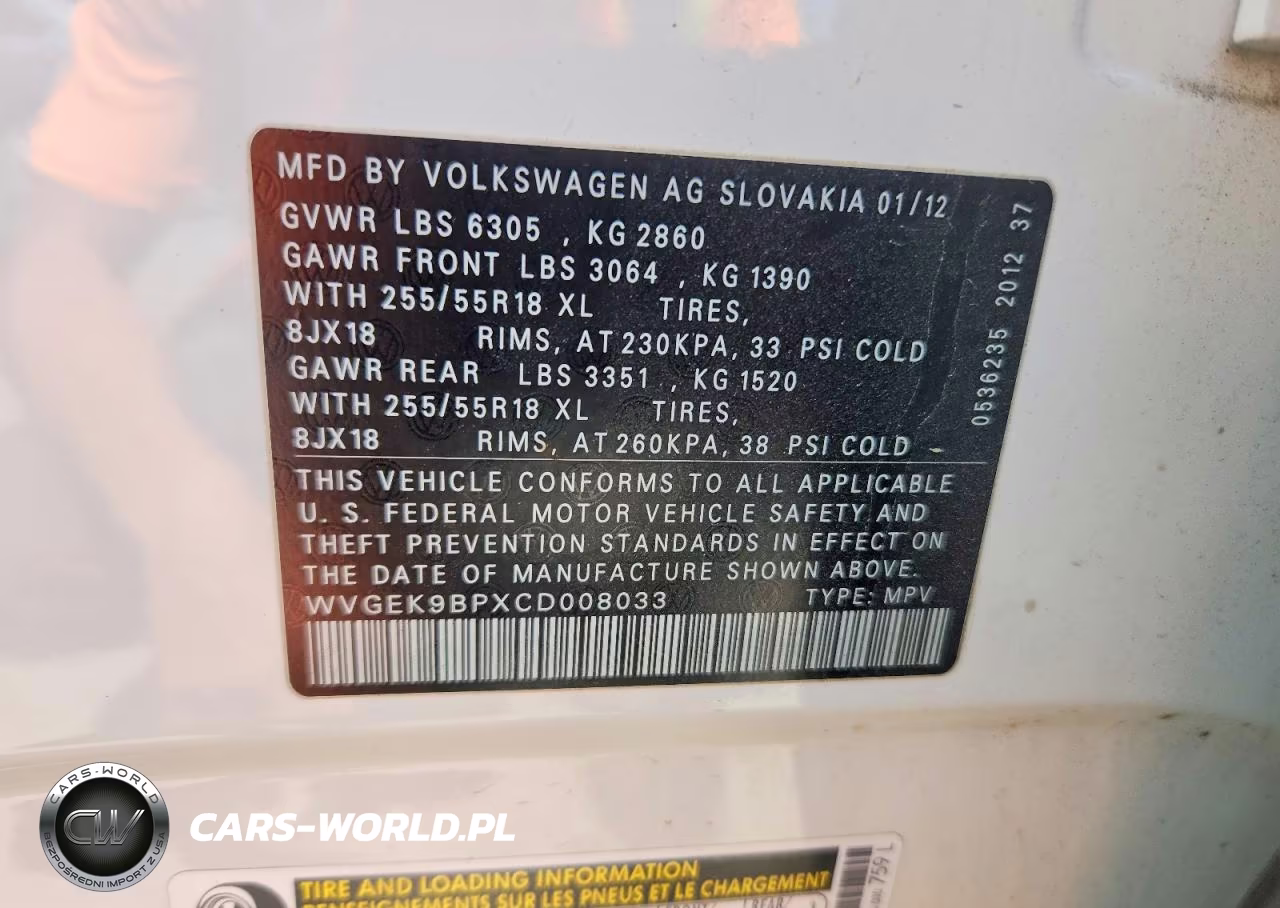 2012 Volkswagen Touareg V6 Tdi VIN:WVGEK9BPXCD008033 - 13