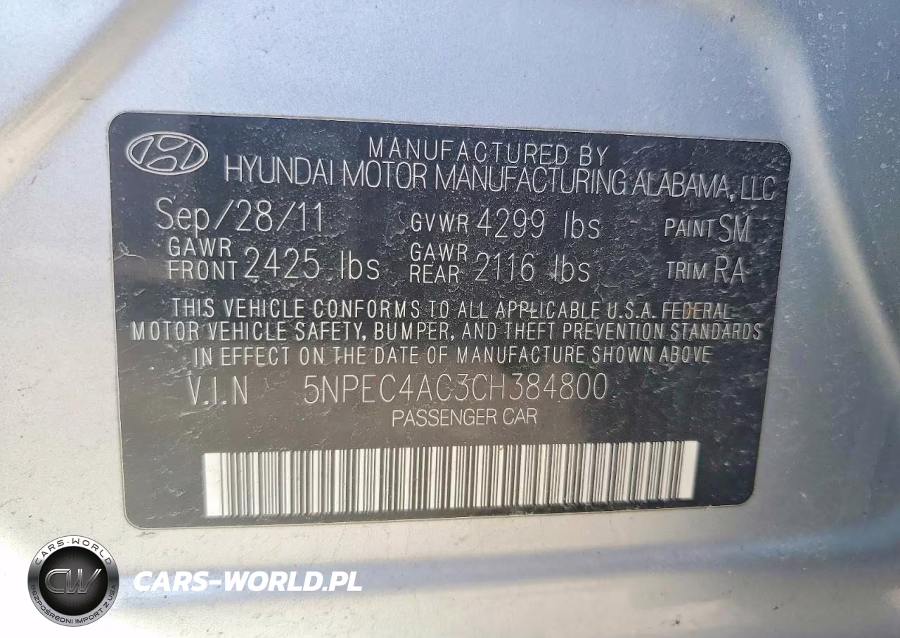 2012 Hyundai Sonata Limited VIN:5NPEC4AC3CH384800 - 13