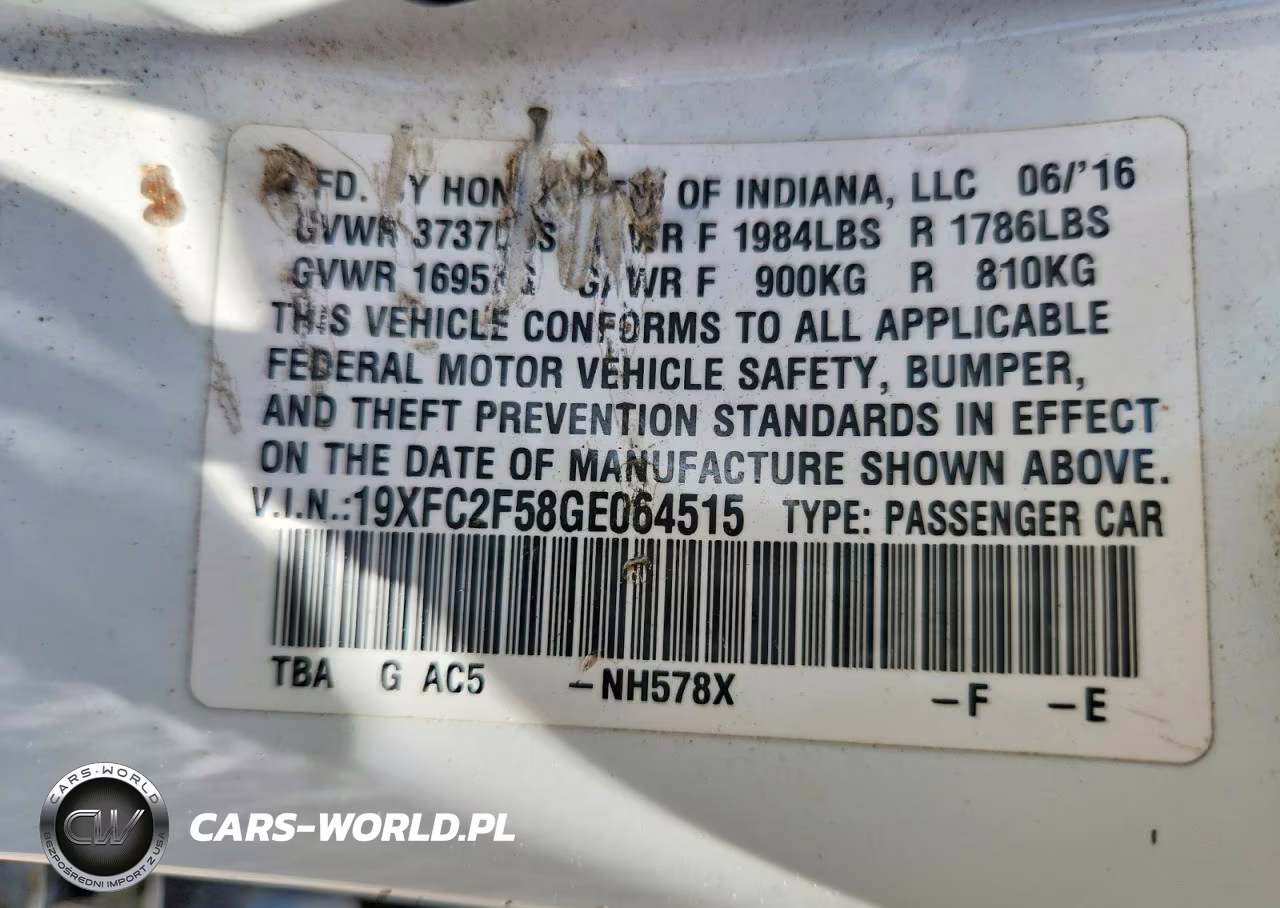 2016 Honda Civic Lx VIN:19XFC2F58GE064515 - 13