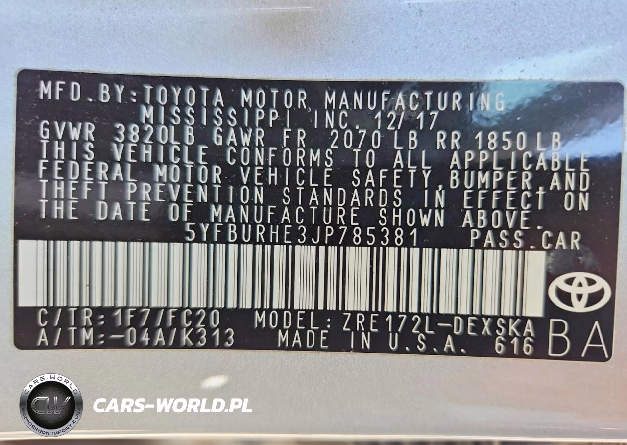 2018 Toyota Corolla Se VIN:5YFBURHE3JP785381 - 12