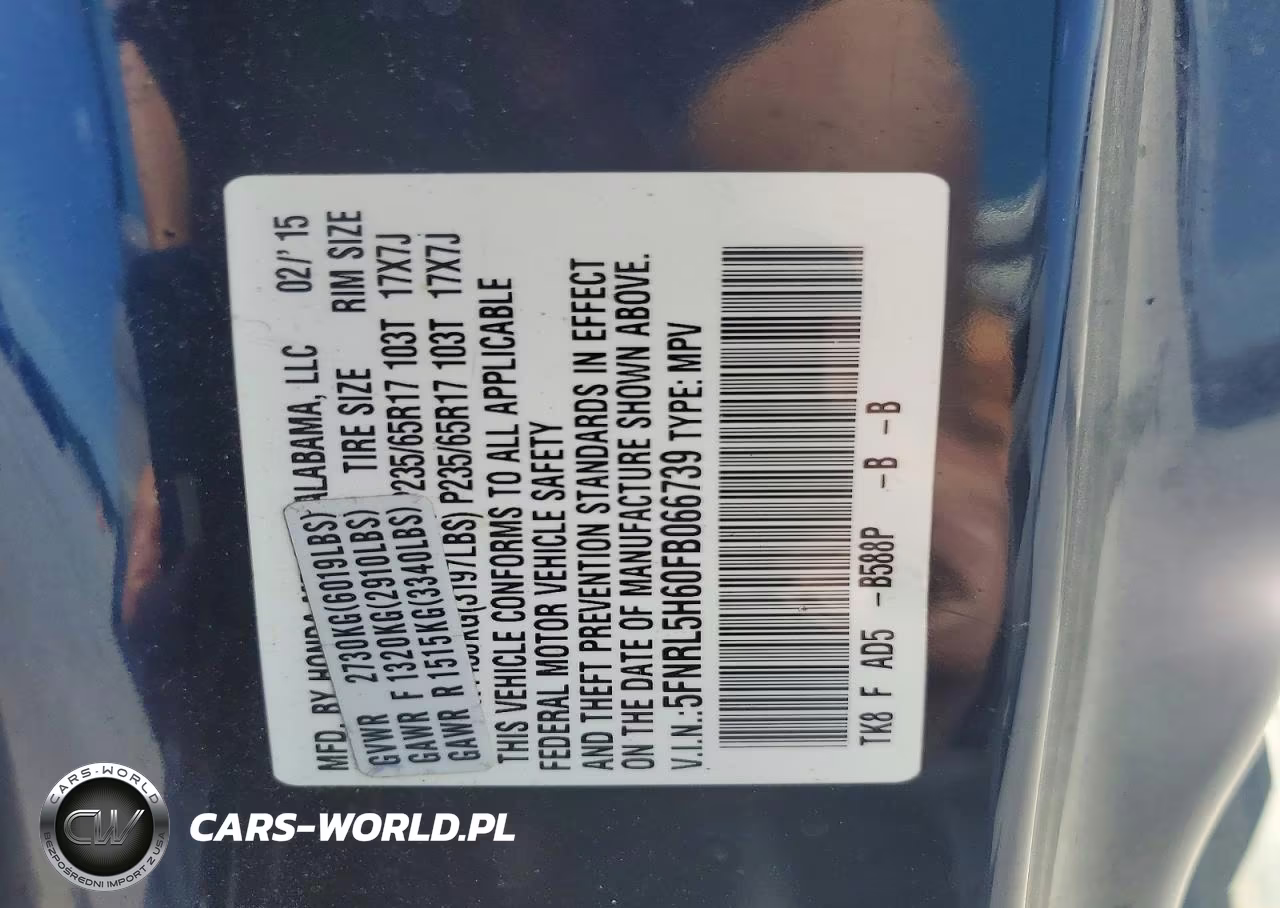 2015 Honda Odyssey Exl VIN:5FNRL5H60FB066739 - 13